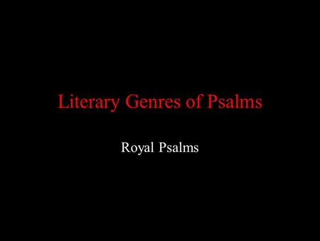 Literary Genres of Psalms