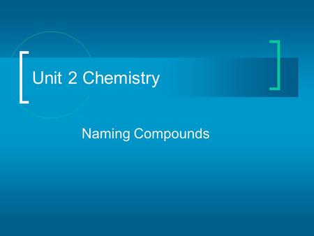 Naming Compounds Unit 2 Chemistry. Ionic bonds What is an ionic bond? Quick rule: never use capital letters when writing names.