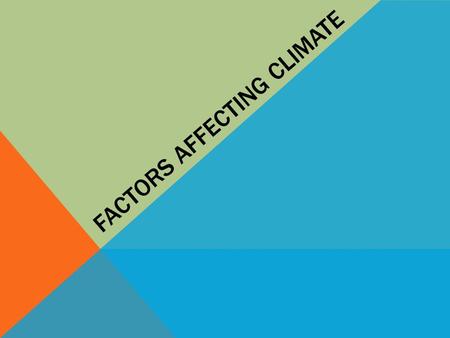 Factors Affecting Climate