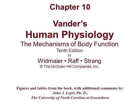 Human Physiology Chapter 10 The Mechanisms of Body Function