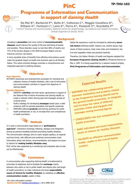 Expected Results EMPOWER the collaborating network between institutions and projects related to the Programme Gaining Health and to the general health.