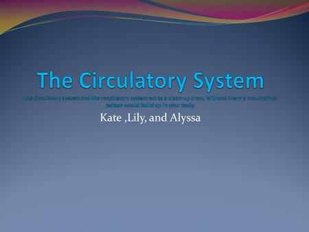 Kate,Lily, and Alyssa. Right Side of the heart When your heart beats it pushes blood out of the right ventricle to the lungs. The bloods cells that are.