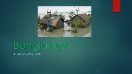 Bangladesh BY ELLIE JOHNSTONE. Tuesday, 14 April 2009  Physical factors:  Sources of rivers are in Himalayas so snowmelt adds to the discharge during.