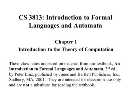 CS 3813: Introduction to Formal Languages and Automata