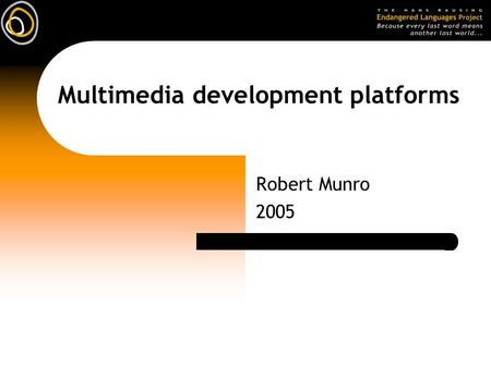 Multimedia development platforms Robert Munro 2005.