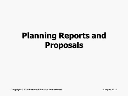 Planning Reports and Proposals