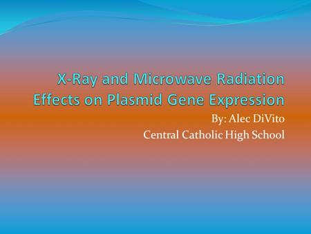 By: Alec DiVito Central Catholic High School. Problem Does X-ray radiation damage plasmid DNA and alter gene expression? Does microwave radiation damage.