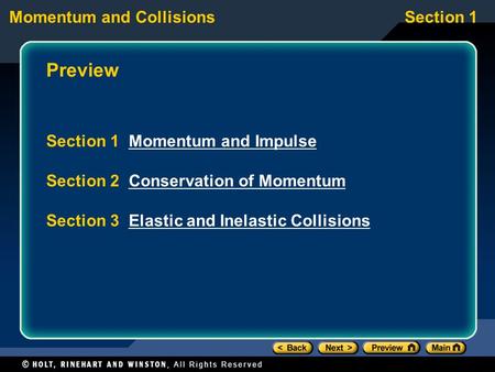 Preview Section 1 Momentum and Impulse