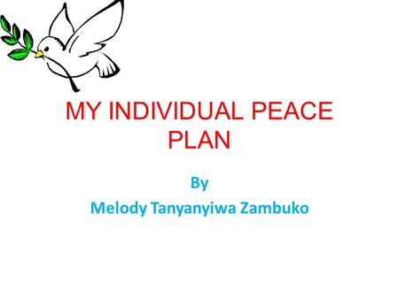 MY INDIVIDUAL PEACE PLAN By Melody Tanyanyiwa Zambuko.