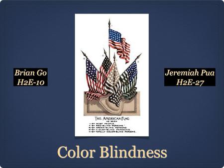 Color Blindness Brian Go H2E-10 Jeremiah Pua H2E-27.