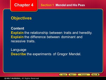 Section 1  Mendel and His Peas