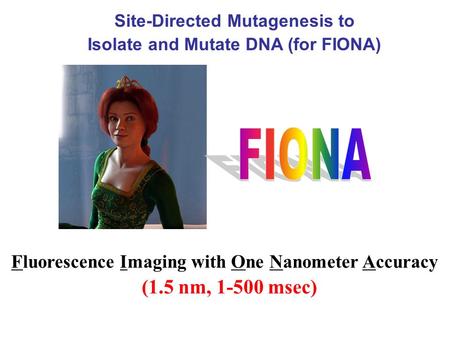 Fluorescence Imaging with One Nanometer Accuracy (1.5 nm, 1-500 msec) Site-Directed Mutagenesis to Isolate and Mutate DNA (for FIONA)