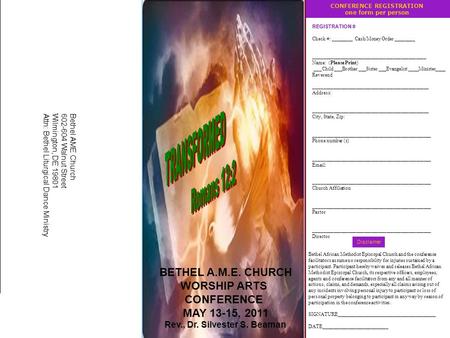 CONFERENCE REGISTRATION Rev., Dr. Silvester S. Beaman