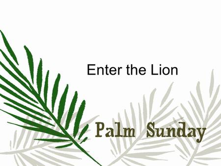 Enter the Lion. ON PALM SUNDAY THE NATURE OF LIONS IN THE BIBLE ENHANCES THE CELEBRATION OF OUR REDEMPTIVE STORY THIS EASTER SEASON.