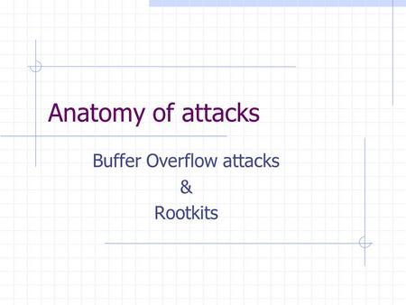 Anatomy of attacks Buffer Overflow attacks & Rootkits.