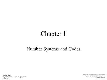 Number Systems and Codes