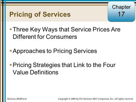 Chapter 17 Pricing of Services