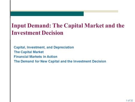 Input Demand: The Capital Market and the Investment Decision