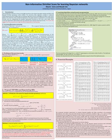 Non-Informative Dirichlet Score for learning Bayesian networks Maomi Ueno and Masaki Uto University of Electro-Communications, Japan 1.Introduction: Learning.