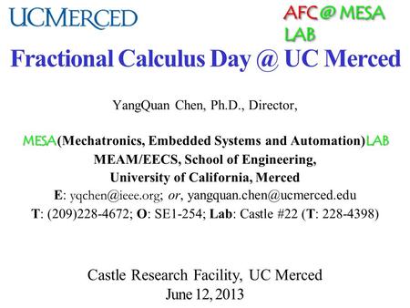 Fractional Calculus UC Merced