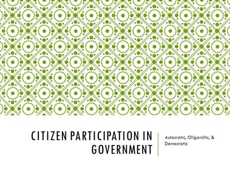 Citizen Participation in Government