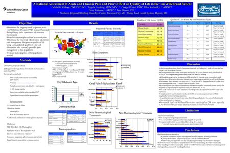 A National Assessment of Acute and Chronic Pain and Pain’s Effect on Quality of Life in the von Willebrand Patient Michelle Witkop, DNP, FNP, BC,1 Angela.