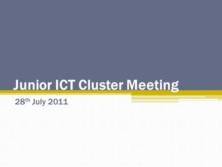 Junior ICT Cluster Meeting 28 th July 2011. Information MBC Year 8 Compulsory Course 5 lessons per 10 day cycle 154 Students, 7 classes Year.