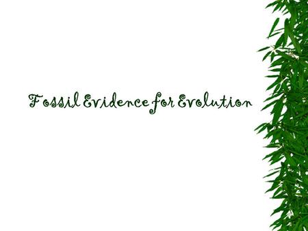 Fossil Evidence for Evolution. What is a fossil?  A fossil is a physical remain of an ancient organism.  The study of fossils is called paleontology.