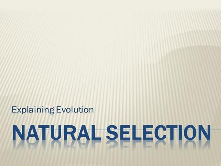 Explaining Evolution.  Darwin published “On the Origin of Species” in 1859  He had spent 20 years amassing evidence and developing his theory of NATURAL.