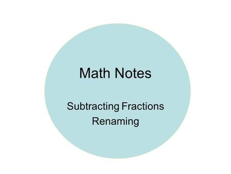 Subtracting Fractions Renaming