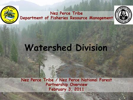 Nez Perce Tribe Department of Fisheries Resource Management Nez Perce Tribe / Nez Perce National Forest Partnership Overview February 3, 2011 Watershed.