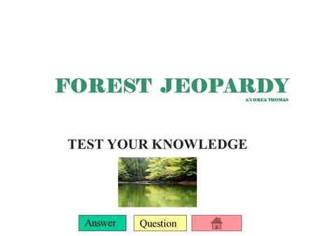 Question Answer FOREST JEOPARDY ANDREA THOMAS TEST YOUR KNOWLEDGE.