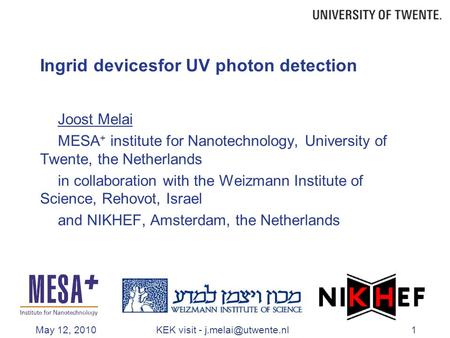 Ingrid devicesfor UV photon detection