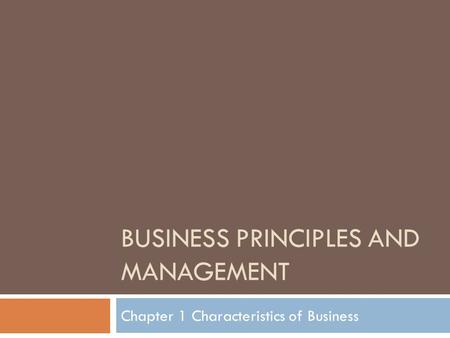 Business Principles and Management