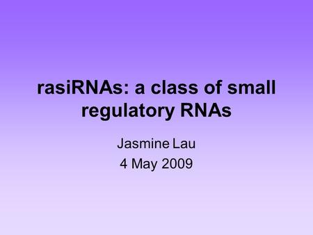 rasiRNAs: a class of small regulatory RNAs