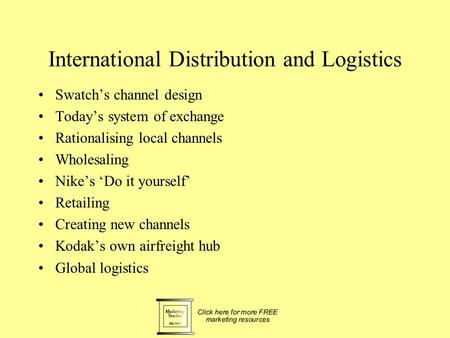 International Distribution and Logistics