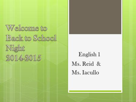 English 1 Ms. Reid & Ms. Iacullo. What are the benefits of co- teaching..? Teachers  Two heads are better than one  Teachers collaborate to share their.