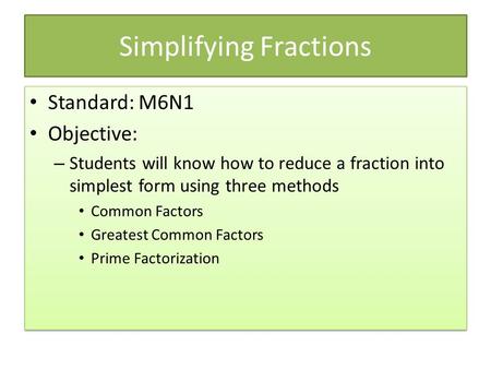 Simplifying Fractions