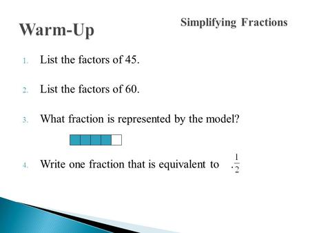 Simplifying Fractions