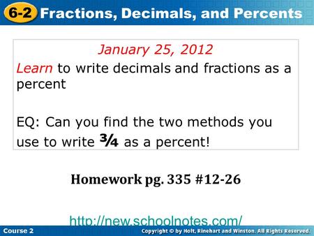 Fractions, Decimals, and Percents