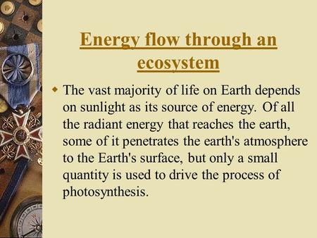 Energy flow through an ecosystem