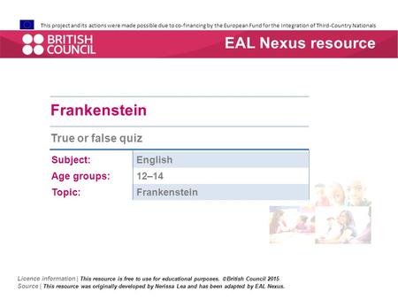 This project and its actions were made possible due to co-financing by the European Fund for the Integration of Third-Country Nationals Frankenstein True.