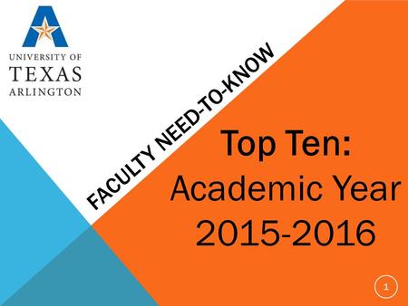 FACULTY NEED-TO-KNOW Top Ten: Academic Year 2015-2016 1.