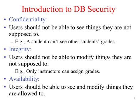 Introduction to DB Security