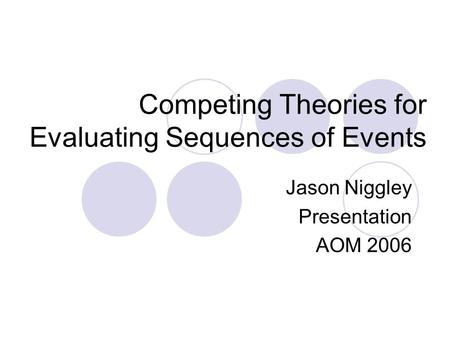 Competing Theories for Evaluating Sequences of Events Jason Niggley Presentation AOM 2006.