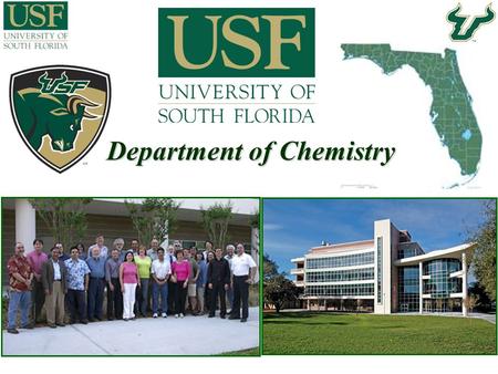 Department of Chemistry. USF At a Glance  Founded in 1956  The 9th largest university in US (>45,000 students)  Tampa is at heart of one of the fastest.