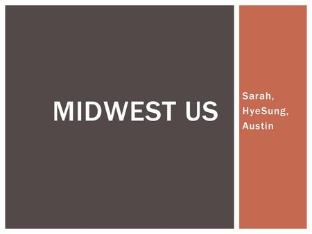 Sarah, HyeSung, Austin MIDWEST US. OVERVIEW  The Great Plain  The Great Lakes  Mississippi River  Forests GEOGRAPHICAL.