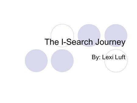 The I-Search Journey By: Lexi Luft. The Beginning… Where will I attend college? What career do I want to pursue? How much will my education cost?