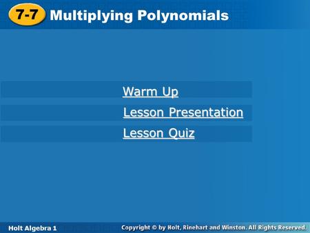 Multiplying Polynomials