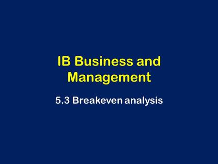 IB Business and Management